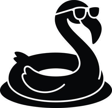 swan, pool float, inflatable, sunglasses, black, silhouette, white background, minimalist, summer, recreation, leisure, pool, float Black silhouette of a swan pool float with sunglasses