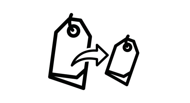 Transformation concept price tag icon with arrow for business and marketing