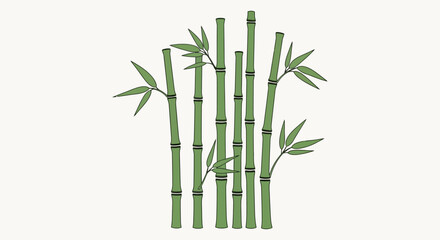 Obraz premium Minimalist green bamboo stalks illustration on white background