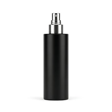 Elegant black spray bottle with metal cap