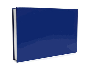 A single blue hardcover book standing upright on a white background, showcasing its blank cover. © Deva