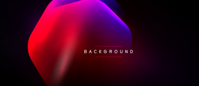 Abstract vibrant gradient. Fluid shapes blend red, purple, blue hues against black backdrop. Modern design element.