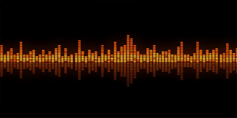 orange digital sound wave vector illustration representing an audio equalizer waveform with light frequency lines for modern music technology design backdrop © RazuAhmed