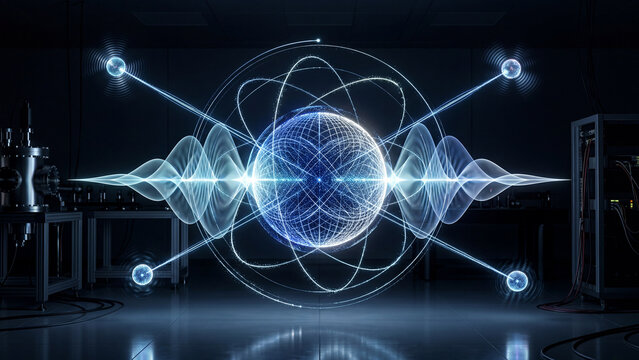 Quantum Computing Qubit and Quantum Entanglement Visualization