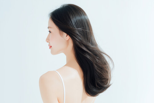 日本人, 女性, 10代, 20代, 後ろ姿, ヘアケア, 美肌, 黒髪, ロングヘア, 白背景, スキンケア, 背中, 振り返る, 透明感, 清潔感, 爽やか, ポートレート, キャミソール, 白, 輝き, 素肌, 美容, ナチュラル, 健康的, ライフスタイル, 1人, 切り抜き, コピースペース, 広告素材, 基礎化粧品, 若い, z世代, 清楚, 髪, ツヤ髪, サロン, 美容室, ボディ