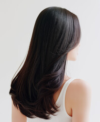 Naklejka premium 日本人, 女性, 10代, 20代, 後ろ姿, ヘアケア, 美肌, 黒髪, ロングヘア, 白背景, スキンケア, 背中, 振り返る, 透明感, 清潔感, 爽やか, ポートレート, キャミソール, 白, 輝き, 素肌, 美容, ナチュラル, 健康的, ライフスタイル, 1人, 切り抜き, コピースペース, 広告素材, 基礎化粧品, 若い, z世代, 清楚, 髪, ツヤ髪, サロン, 美容室, ボディ