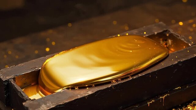 Molten Gold Hardening in Graphite Mold
