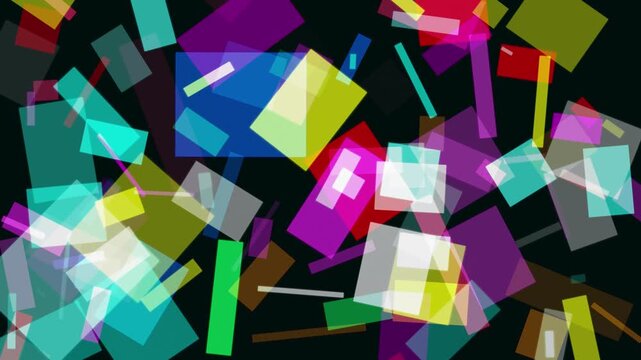 Modern geometric puzzle cubes rotating animation, vibrant colors, 3d isometric
