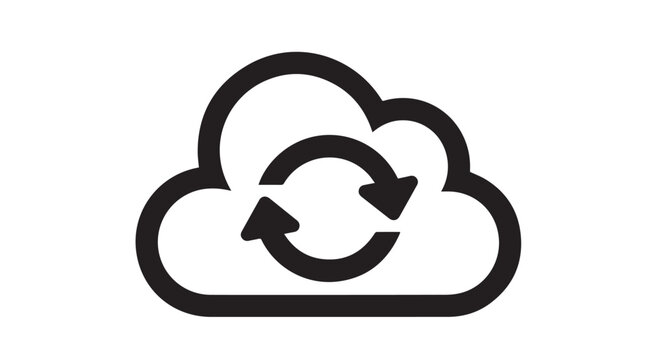 Cloud icon with sync arrows representing data backup and cloud computing synchronization