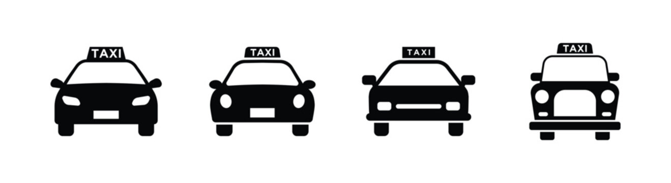 Taxi icon set of 4, design element suitable for websites, print design or app