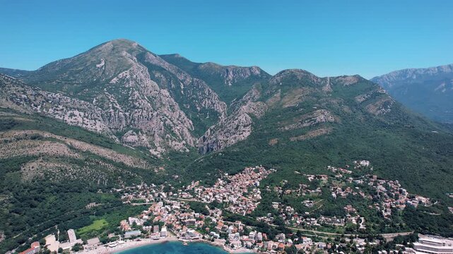 Scenic mountain scenery. Breathtaking views of limestone mountain village