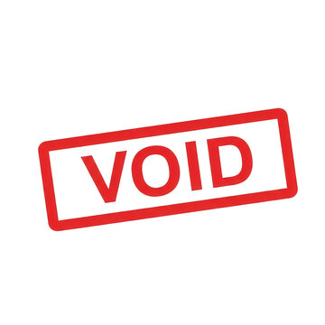 Red VOID rubber stamp icon, rectangular cancelled document mark, invalid and rejected status symbol for business paperwork and legal contracts