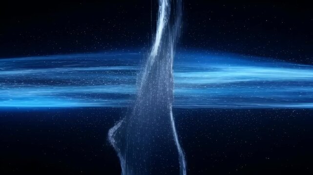 Abstract blue light line technology virus hack concept with music wave glow dark space, abstract blue line with music and technology virus hack background texture, blue line digital music technology
