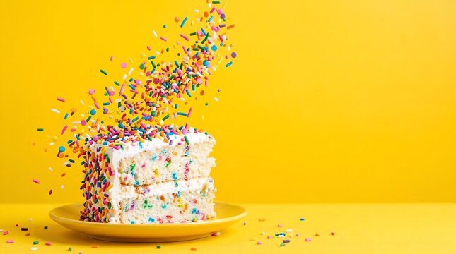 Funny Exploding Birthday Cake Slice with Sprinkles