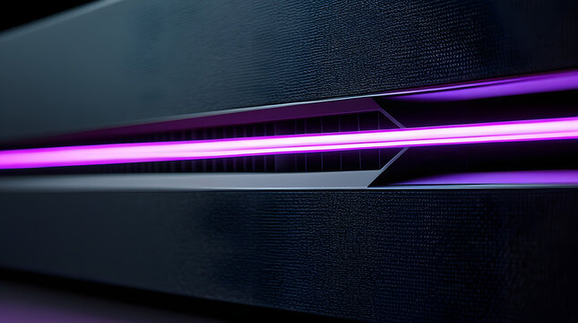 Unbranded cyber goth security router with electric purple and acid green photonic light paths