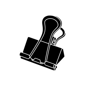 Black Binder Clip Icon Silhouette Vector Illustration