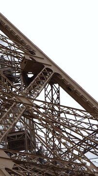 Close Up View of the Eiffel Tower Iron Structure in Paris