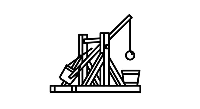 Medieval trebuchet illustration vector line art of a siege engine