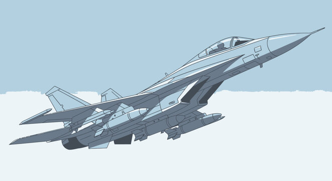Modern jet aircraft ascending into the sky vector illustration