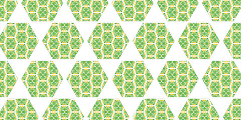 Fototapeta premium Seamless Flower Hexagon Pattern Background, geometric ornaments, tiles