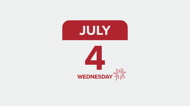 July 4th Wednesday Calendar - Independence Day Celebration Concept