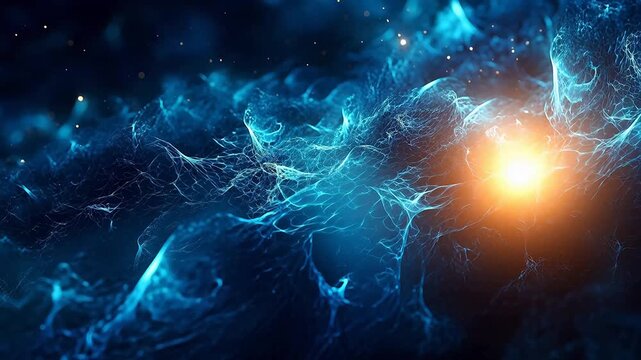 Digital nebula blue flash point line abstract background