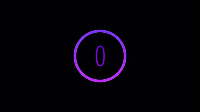 3 Second countdown timer animation video. 3 to 1 countdown video with transparent background with alpha channel.
