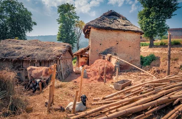 Sunny summer view of Nepal’s village. Splendid morning scene of farmland in Nepal, Asia. Beauty of countryside concept background. © Andrew Mayovskyy