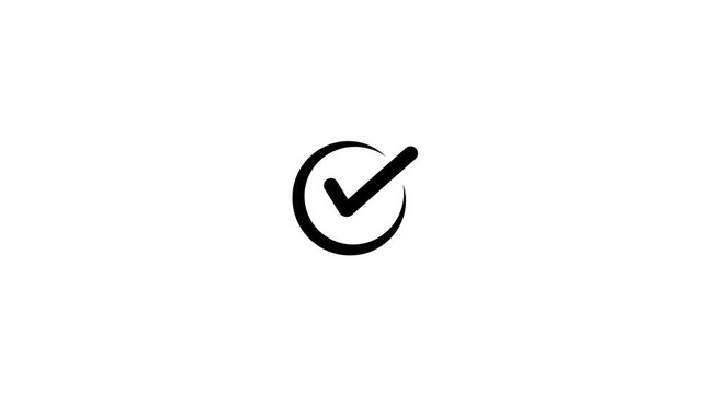 Black Check Mark Inside a Circle on White Background approval checked