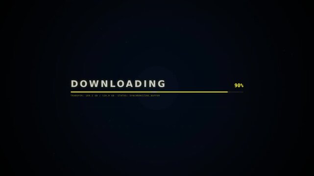 A digital download progress bar displaying completion against a dark background, indicating an ongoing data transfer