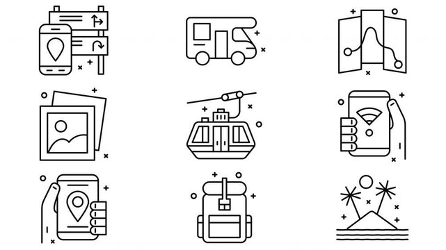 Collection of Travel Icons and Symbols for Digital Use.