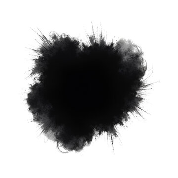 Black ink splatter forms heart shape