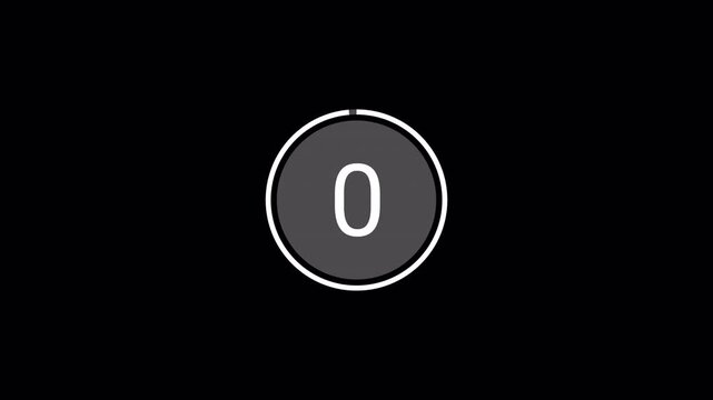 3 Second countdown timer animation video. 3 to 1 countdown video with transparent background with alpha channel.
