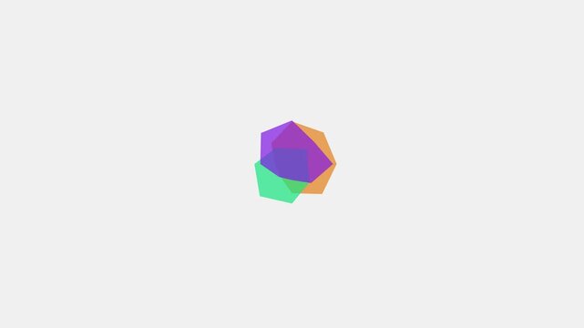 Abstract overlapping geometric shapes in vibrant primary and secondary colors