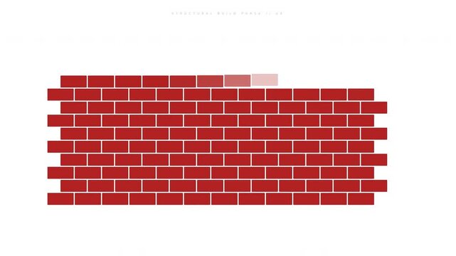 Illustration of a red brick wall gradually breaking apart, with bricks floating away, symbolizing destruction or disintegration