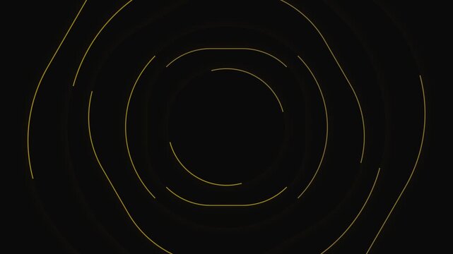 Minimalist golden arcs arranged in a circular pattern on a black background