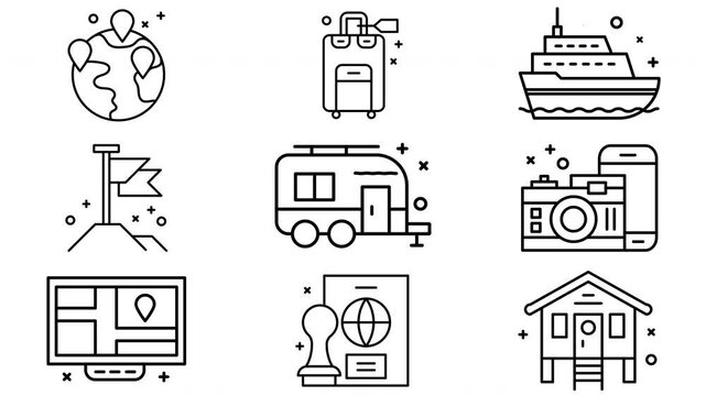Travel Icons Collection Adventure and Exploration.