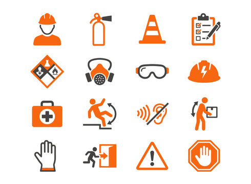 Workplace safety and occupational hazard identification icons for EHS apps, safety management platforms, construction safety dashboards, and industrial safety UI design tools.