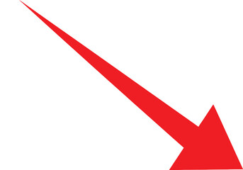 A single red arrow pointing down and to the right on a plain background Vector © JESMIN