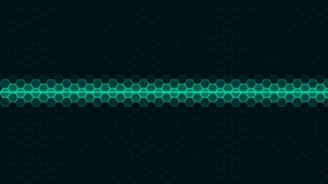Glowing cyan hexagonal grid pattern against a deep black background texture