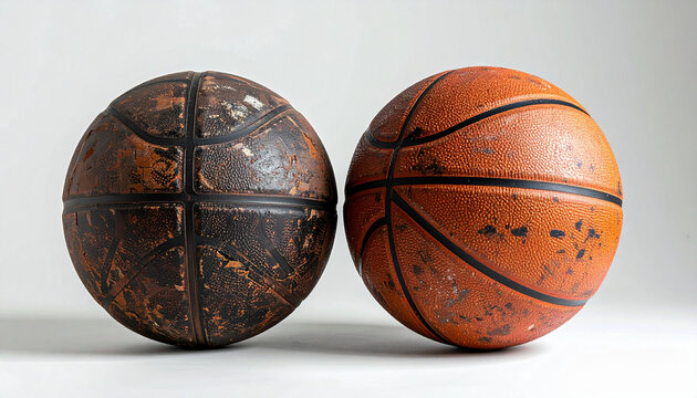 Basketballs new vs old close up