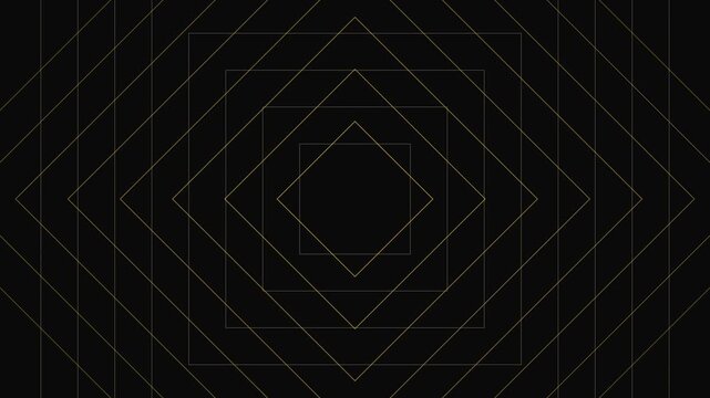 Abstract geometric pattern of rotating squares on a dark background