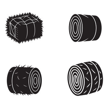 Four different hay bales with and without straw on the ends  agricultural products or animal feed