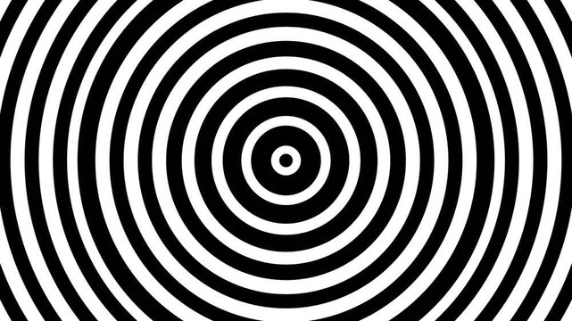 Hypnotic black and white concentric circular pattern creating a tunnel effect