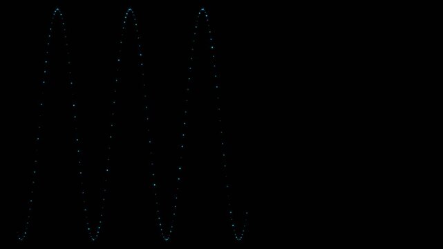 A rhythmic sine wave pattern represented by a series of glowing blue dots