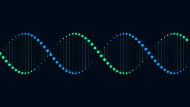 A glowing digital double helix structure representing genetic information