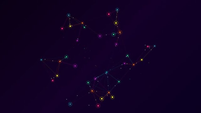 A constellation of colorful glowing points connected by thin light lines