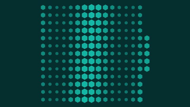 Abstract background with a teal halftone pattern of repeating hexagon shapes