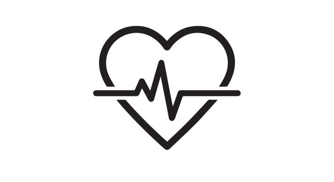 Heart pulse icon for medical cardiology and heartbeat lifeline concept