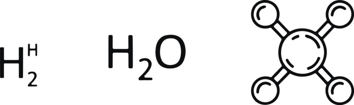 Water molecular structure diagram with chemical formula